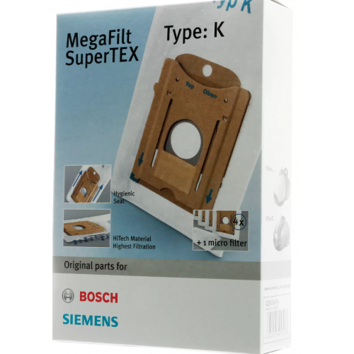 Мешки для пылесоса Bosch MegaFilt SuperTEX Type K - микрофибра, оригинал - комплект из 4 штук!