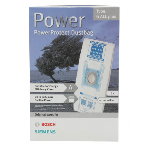 Мешки для пылесоса Bosch, Siemens Type G ALL PLUS VZ51FGALL - микрофибра, увеличенного объема, оригинал - комплект из 5 штук!