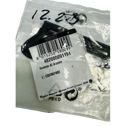 Крючок дверцы СВЧ Whirlpool C00387482 (482000091194)