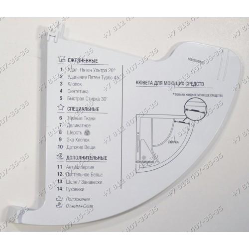 Планка с программами для стиральной машины Ariston RST703DW RST723DX
