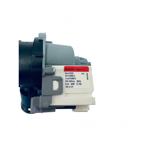 Насос для стиральной машины Bosch, Siemens в сборе с улиткой и фильтром Askoll Mod. M325 COD.RS0815 на защелках, контакты вперед под разъем (под фишку)
